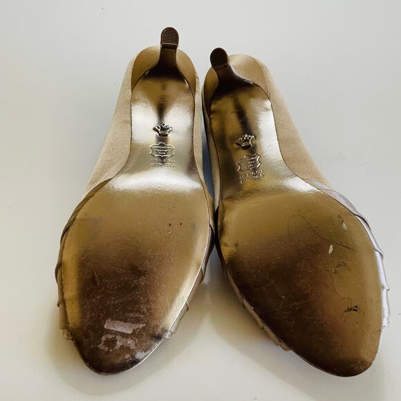 NEW Nina Rose Gold Satin Peep Toe Pumps Size 36.5 - Picture 5 of 7